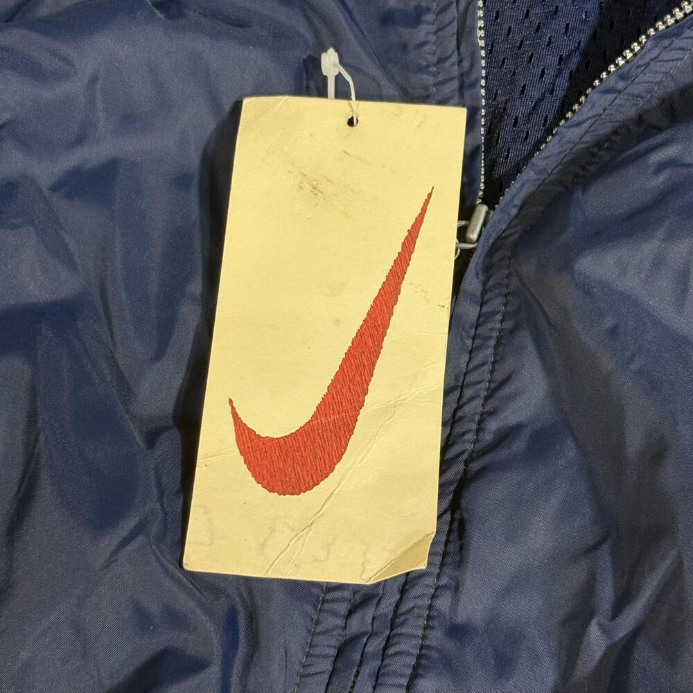 Nike Jacket Womens Blue Full Zip Windbreaker Mesh Lined Yellow Piping NOS Y2K - Picture 8 of 16